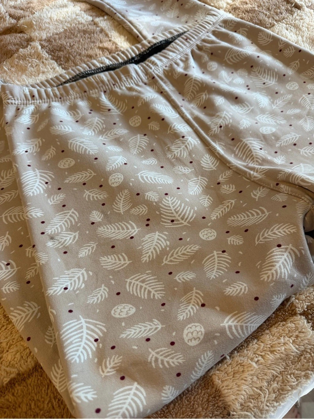 Cozy Fleece-Lined Plush Winter Leggings ~ taupe/ cocoa winter print